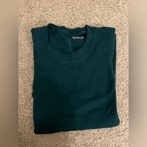 NWOT Abercrombie Ribbed Thermal Long Sleeve Tee in Green XS